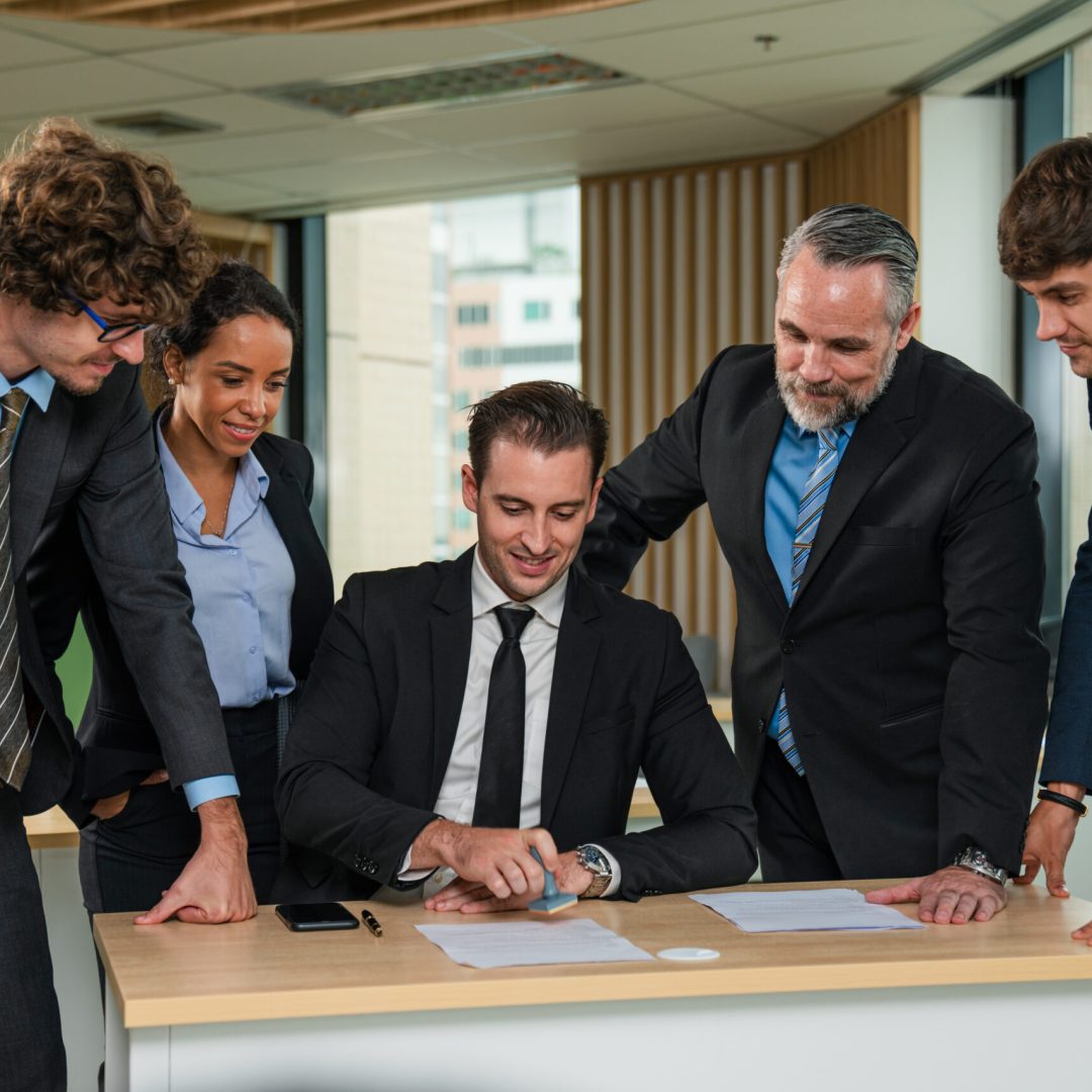 Multiracial business people having meeting and brainstorming discussed about work in conference room in the creative office.